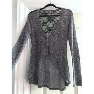 Grey High-Low Cardigan